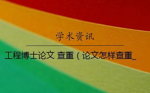 工程博士论文 查重（论文怎样查重_博士查重过了）